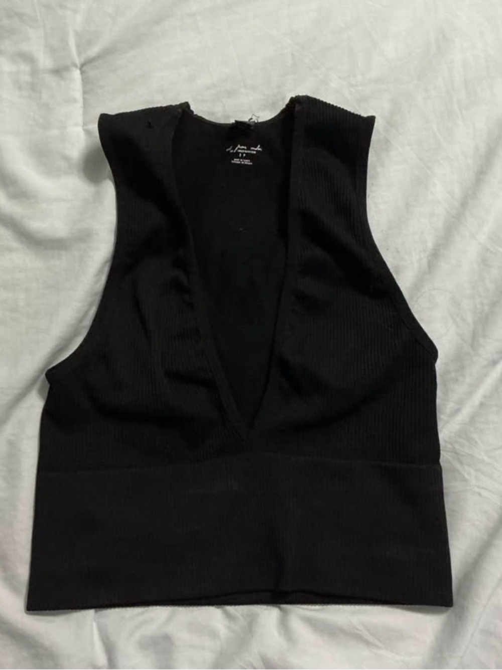 Out From Under Black Ribbed Deep V Women’s Top